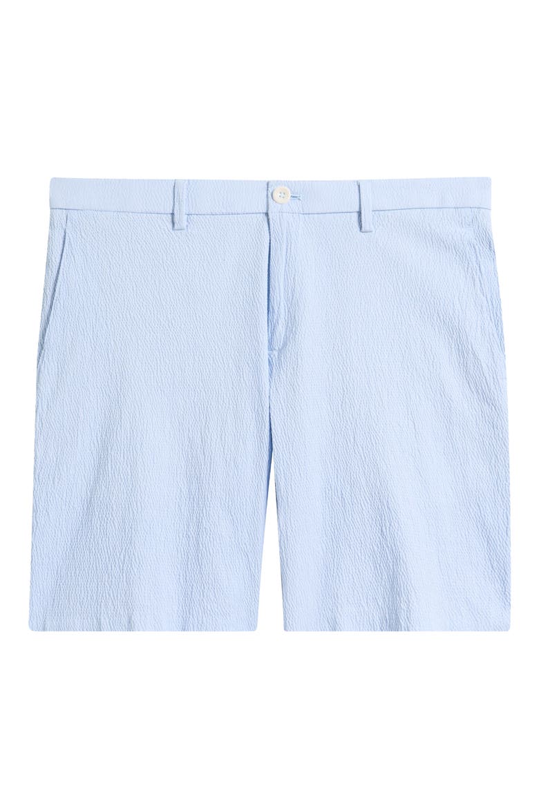 Galaxy Bermuda Flat Front Stretch Cotton Seersucker Shorts, Alternate, color, ICE WATER