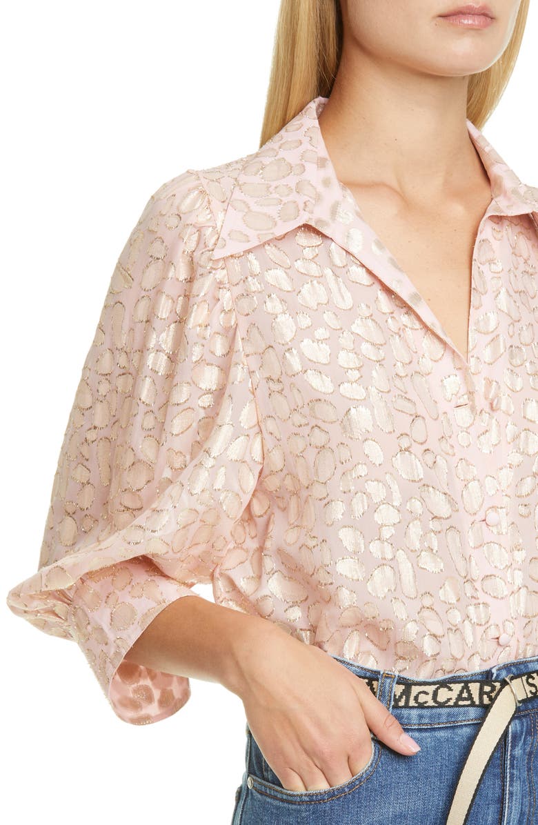 Stella McCartney Reese Metallic Fil Coupé Dot Shirt, Alternate, color, 
