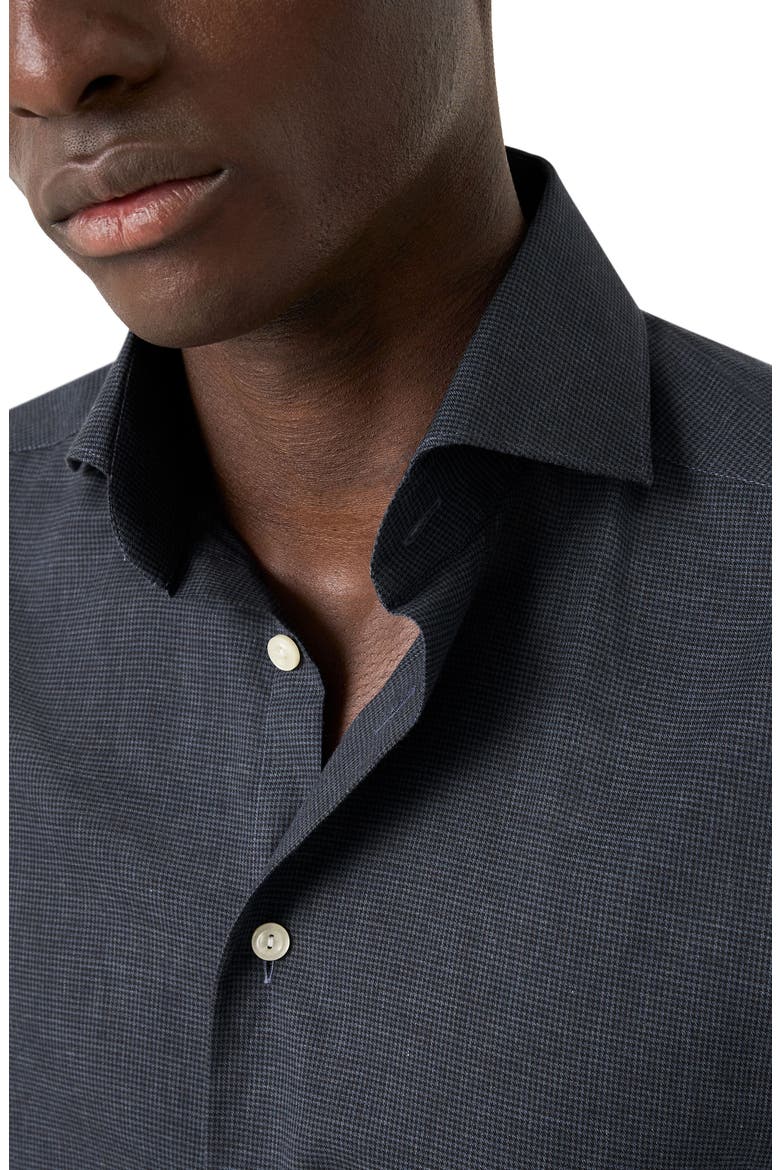 Contemporary Fit Houndstooth Flannel Dress Shirt, Alternate, color, DARK BLUE