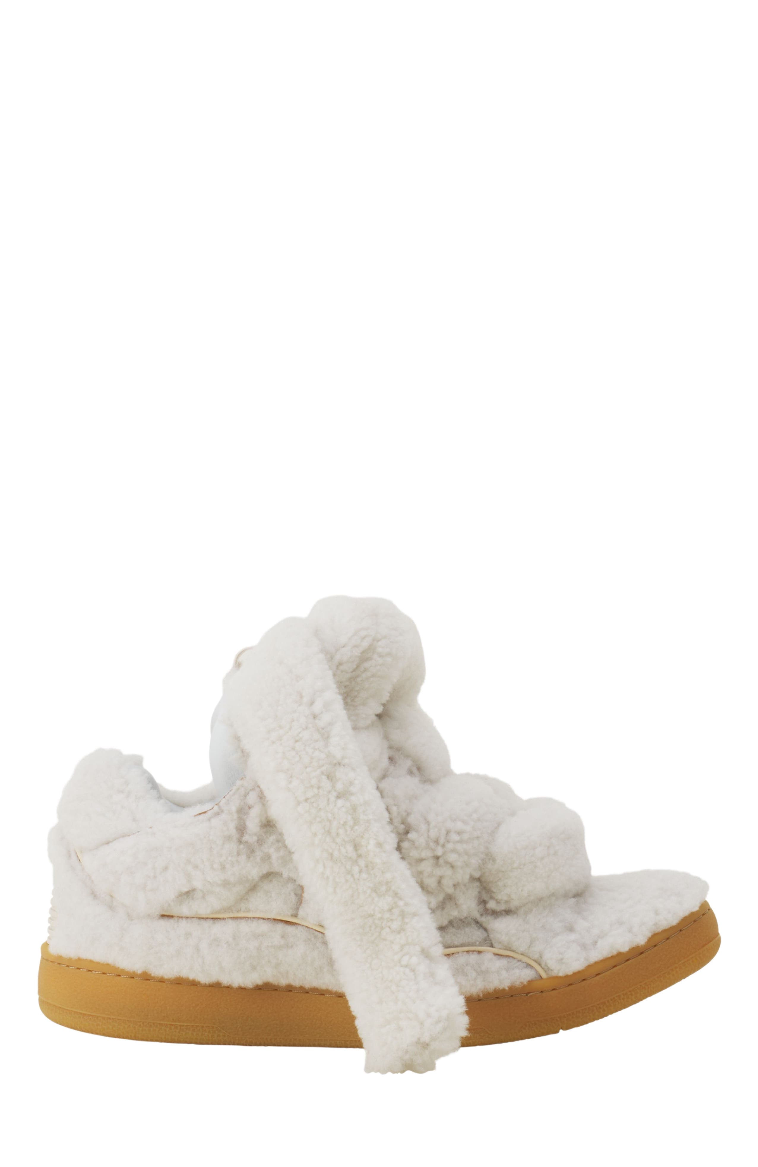 Lanvin Curb Sneakers In Shearling, Main, color, Beige