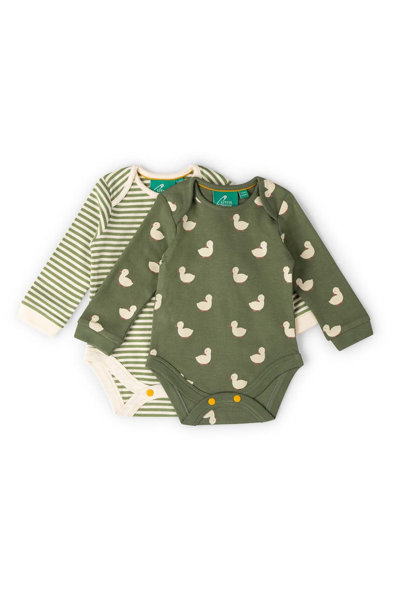 2-Pack Organic Cotton Bodysuits, Main, color, GREEN