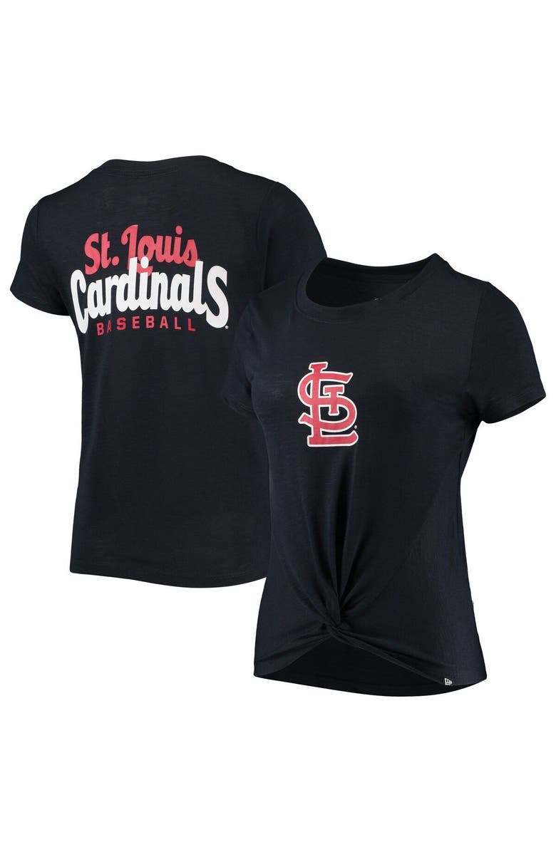 New Era Women's New Era Navy St. Louis Cardinals 2-Hit Front Twist Burnout T-Shirt, Main, color, Navy