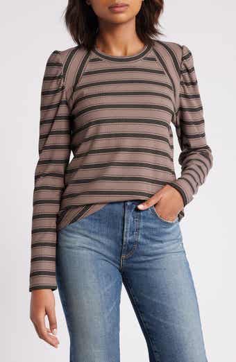 Wit & Wisdom Stripe Puff Shoulder Knit Top