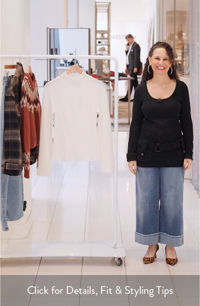 Traveling Mock Neck Rib Cashmere Sweater, sales video thumbnail