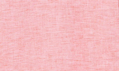 Original Penguin Stripe Stretch Linen & Cotton Button-down Shirt In Cherry Tomoato