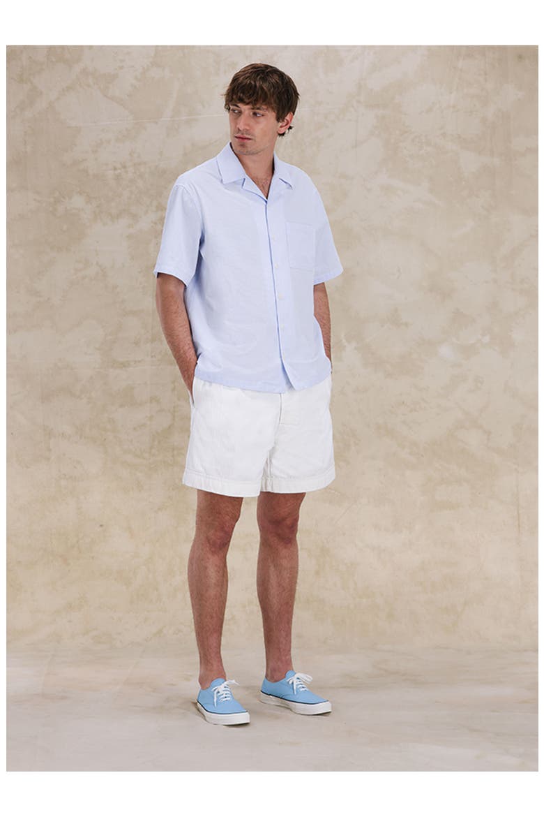 Bowling Linen Short Sleeve Shirt, Alternate, color, Light Blue
