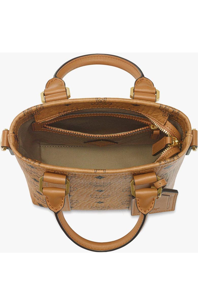 MCM Aren N/S Tote in Visetos, Alternate, color, Cognac