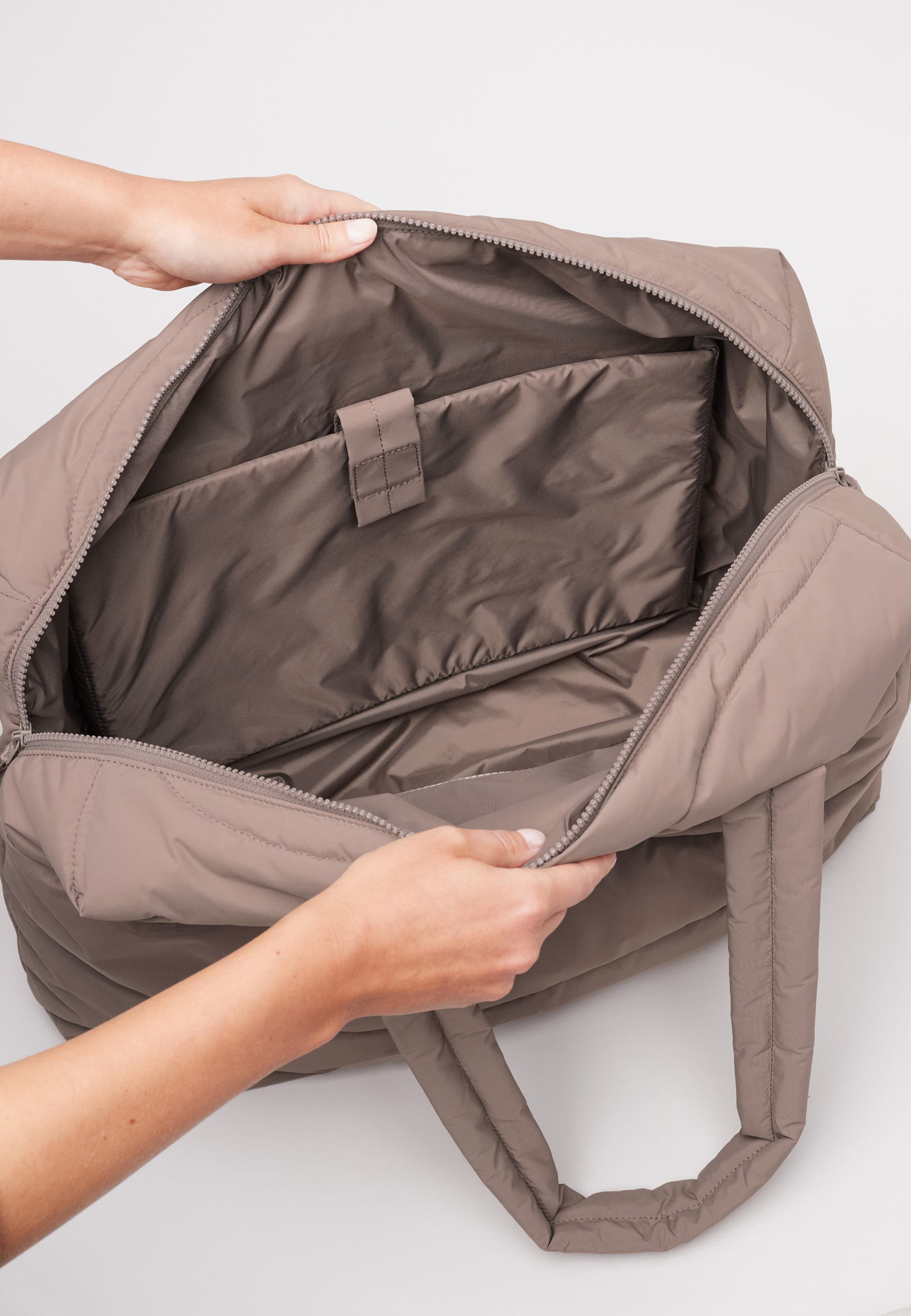 Wavy Puffer Recycled Nylon Everyday Laptop Bag, Alternate, color, oyster