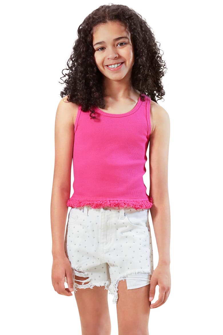 Kids' Fringe Hem Cotton Tank Top, Main, color, DARK PINK