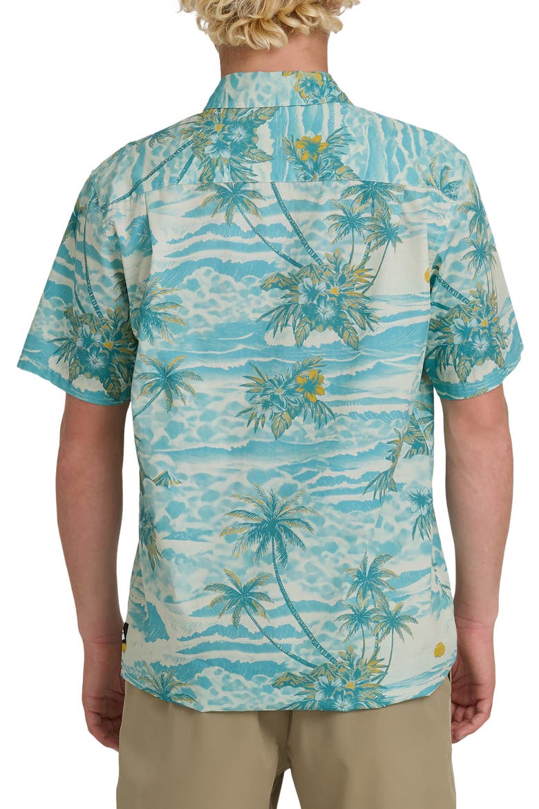 Sundown Classic Short Sleeve Stretch Cotton Button-Up Shirt, Alternate, color, AQUA