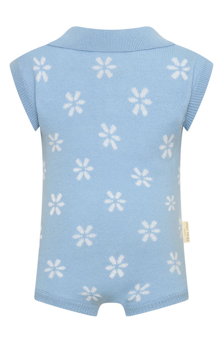 TINY TRIBE Floral Polo Romper, Alternate, color, Blue