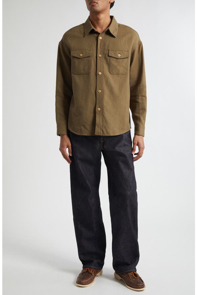 Lumber Wool & Linen Button-Up Shirt, Alternate, color, OLIVE