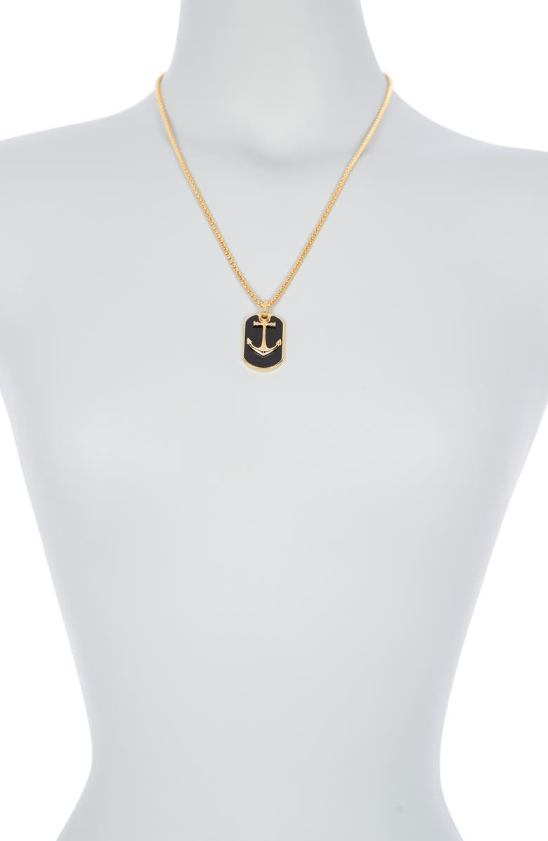 EFFY 14K Gold Plated Onyx Anchor Pendant Necklace, Alternate, color,