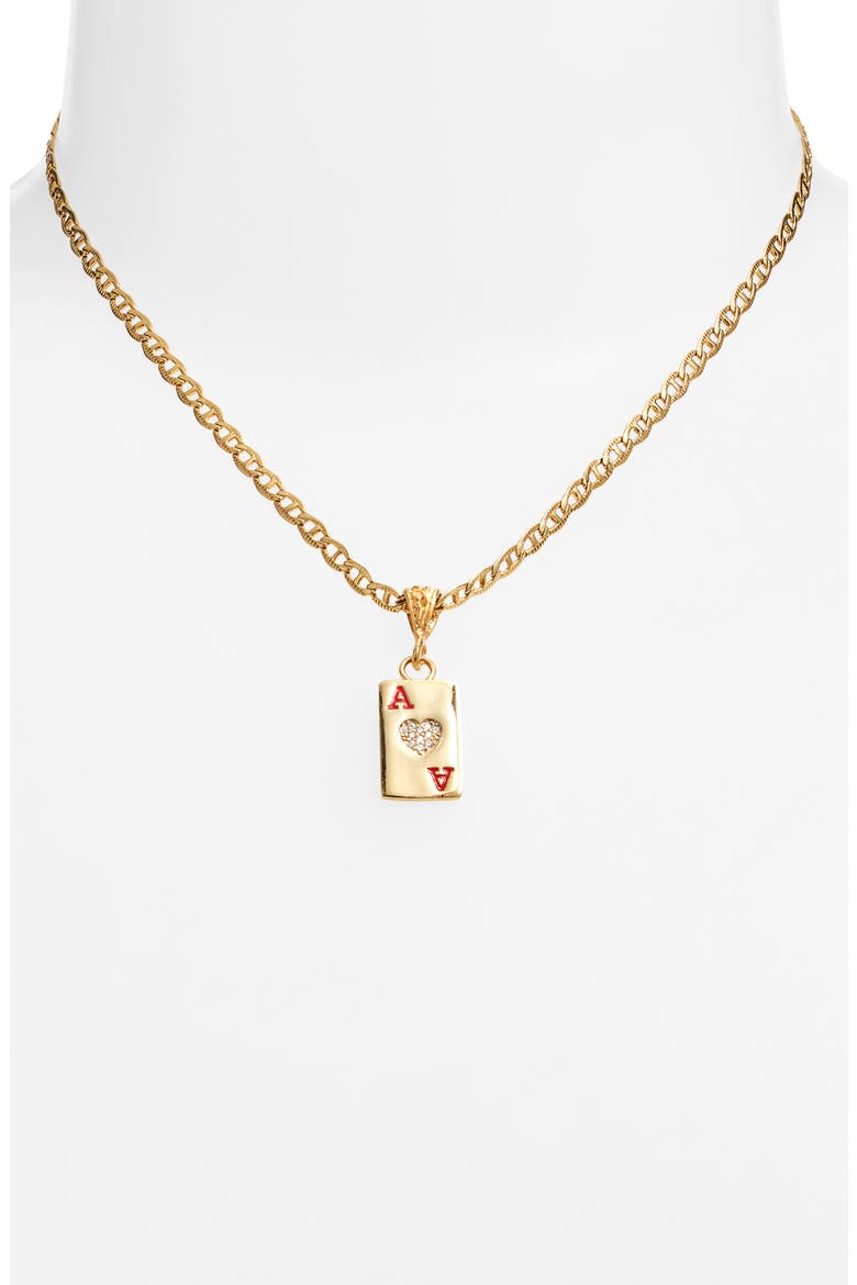 Ace of Hearts Necklace, Alternate, color, GOLD