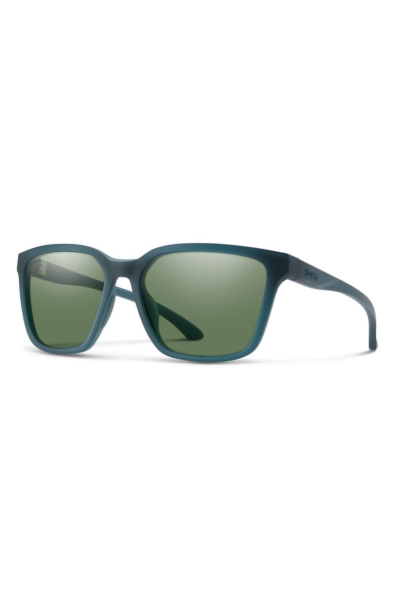 Smith Shoutout Core 57mm ChromaPop<sup>™</sup> Polarized Square Sunglasses, Alternate, color, Pacific Crystal / Gray Green