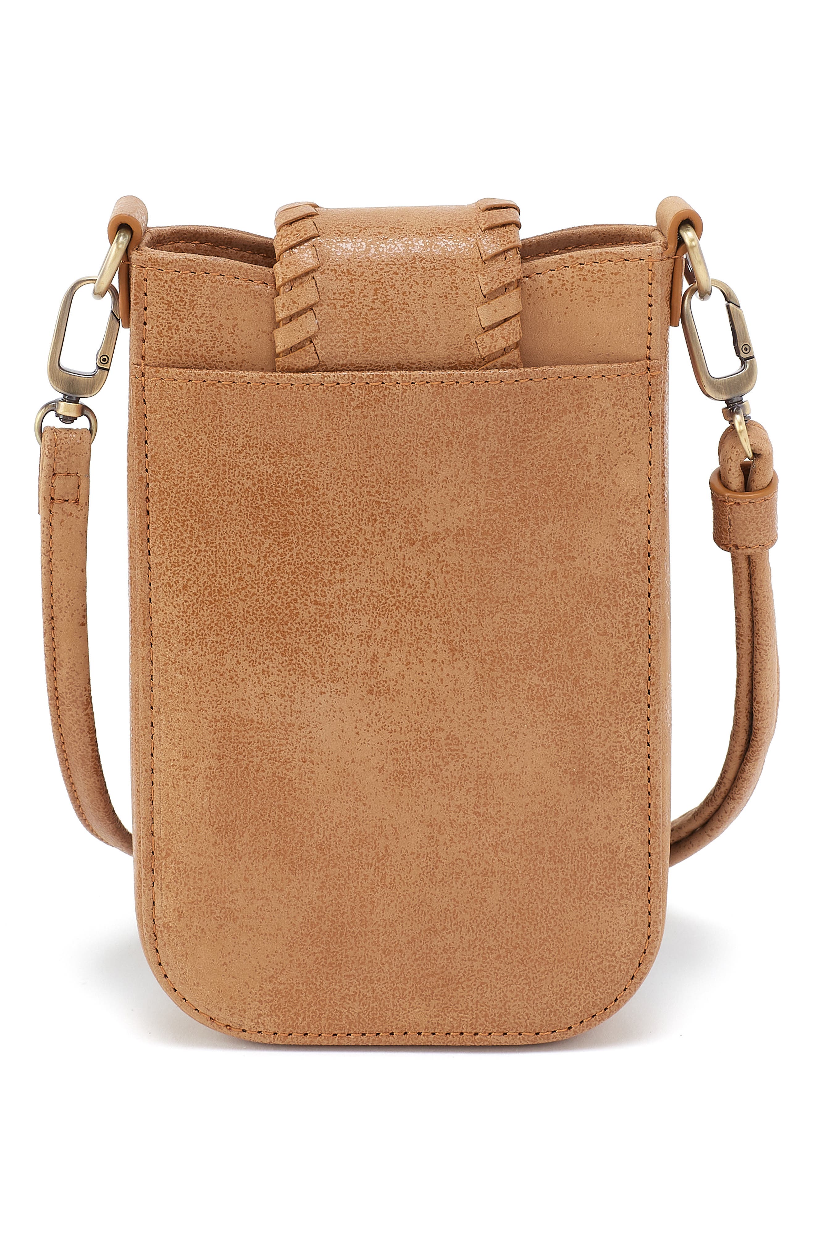 HOBO Expedition Leather Phone Crossbody Bag, Alternate, color, Whiskey