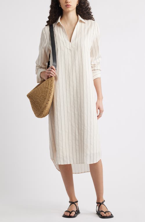 Nordstrom Tunic Shirtdress In Beige Burnt Mal Stripe
