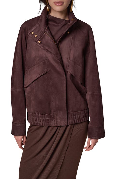 Faux Suede Zip Front Jacket