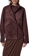 Donna Karan New York Faux Suede Zip Front Jacket