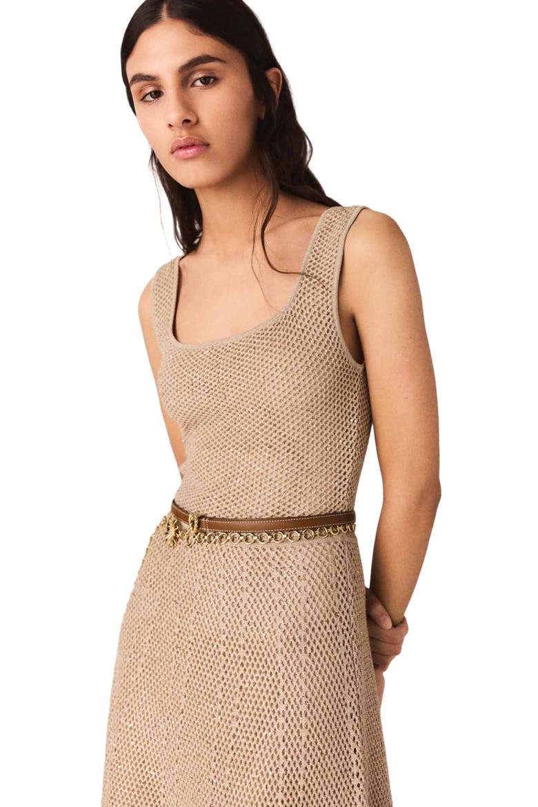 Rhinestone knit maxi dress, Alternate, color, Nude