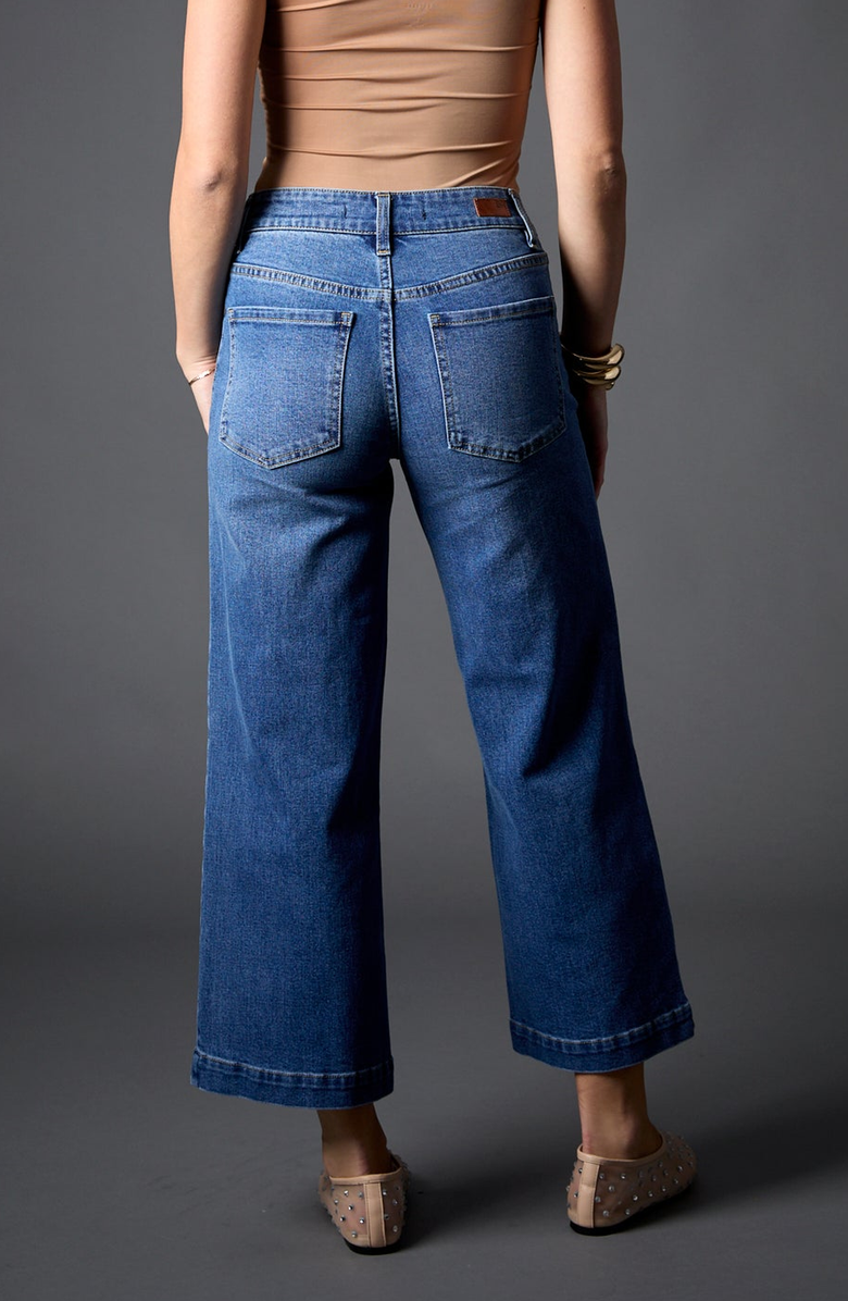 BLUE REVIVAL Patch Pocket Mid Rise Recycled Wide Leg Crop Jean, Alternate, color, 