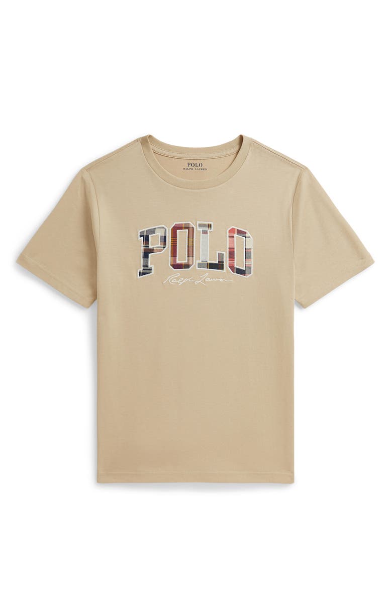 Polo Ralph Lauren Kids' Logo Appliqué Cotton T-Shirt, Main, color, Tallow Cream