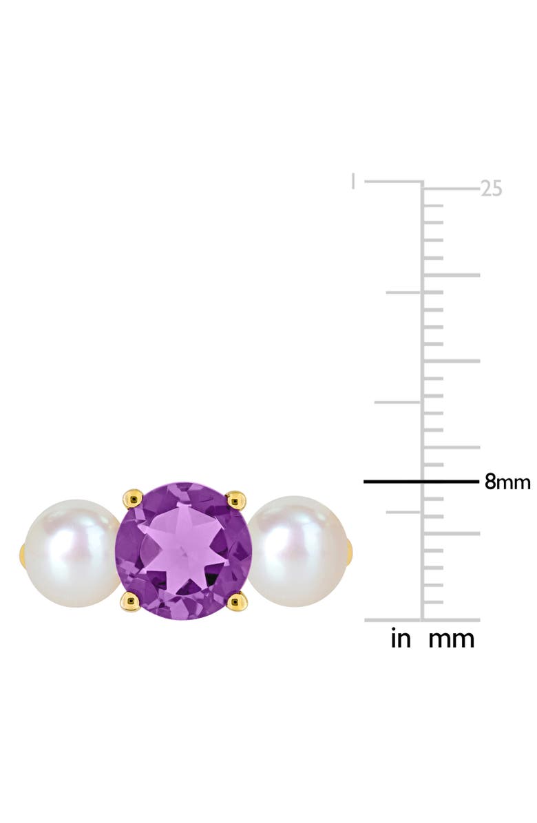 Julianna B. Cultured Pearl & Amethyst 3-Stone Ring 10k, Alternate, color, Amethyst