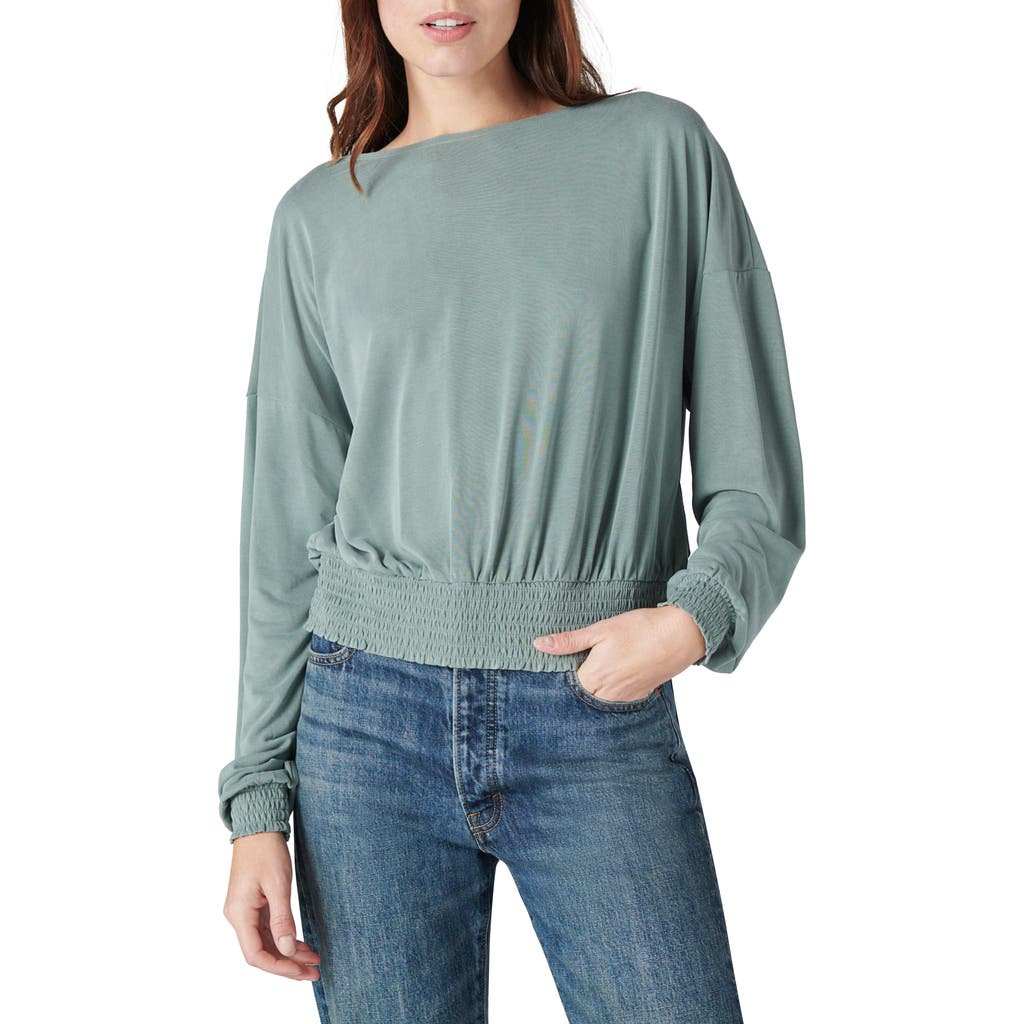 Lucky Brand Smock Waist Long Sleeve T-shirt In Blue