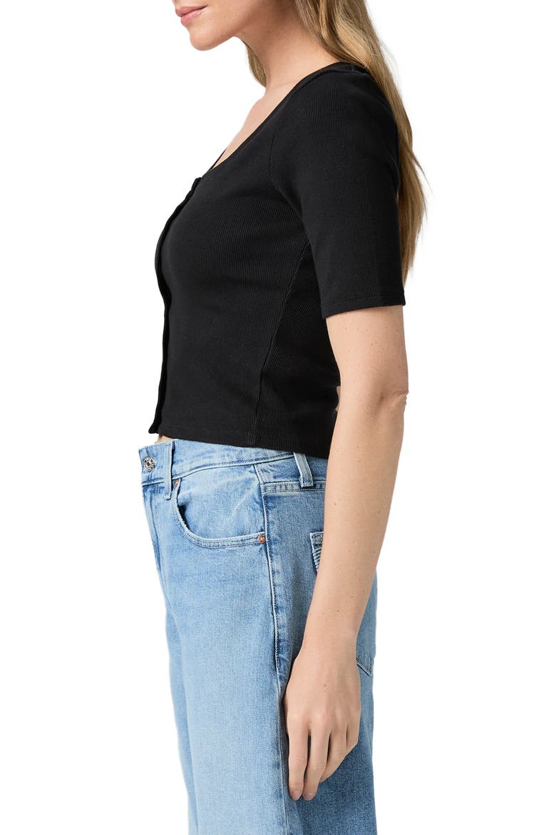 Evette Stretch Cotton Top, Alternate, color, BLACK