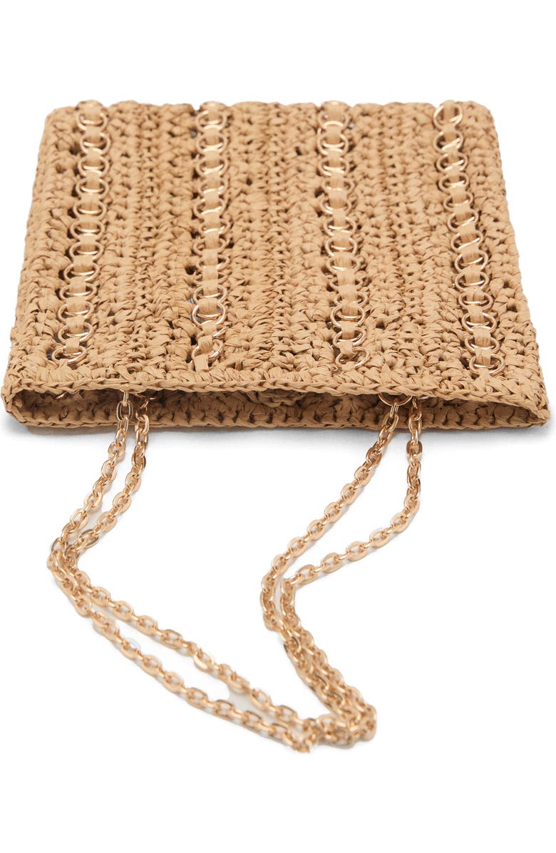 MANGO Ring Embellished Woven Straw Tote, Alternate, color, Beige