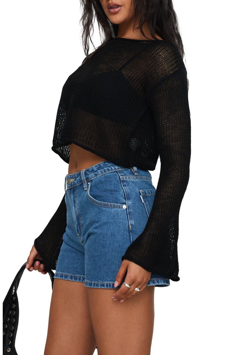 Saldana Denim Shorts, Alternate, color, MID BLUE DENIM