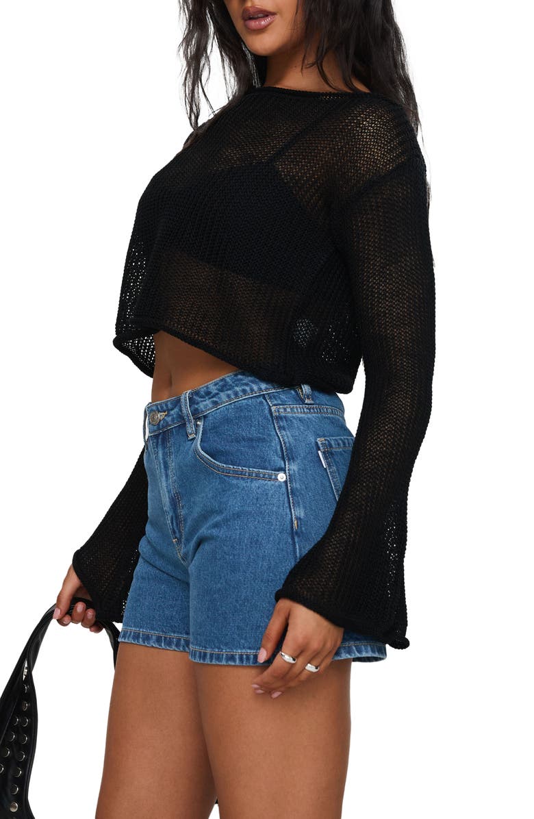 Princess Polly Saldana Denim Shorts, Alternate, color, Mid Blue Denim