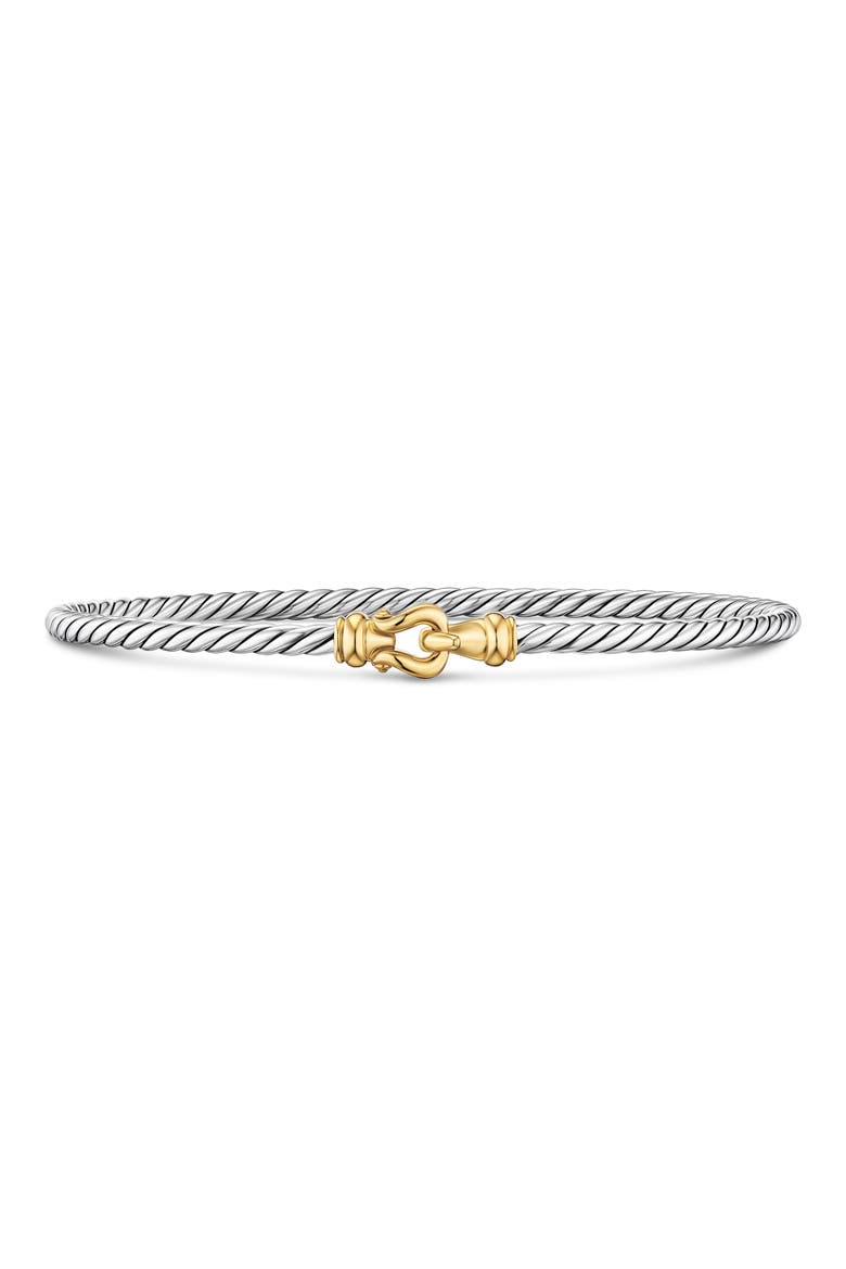 Micro Cable Flex® Buckle Bracelet in Sterling Silver with 14K Yellow Gold, 2.6mm, Main, color, SILVER