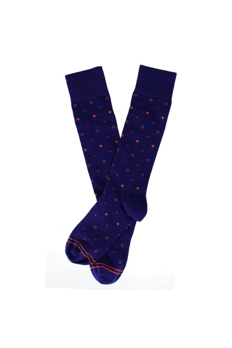 Men's Distinctive Dot Mid-Calf Premium Novelty Dress Socks, Alternate, color, Purple