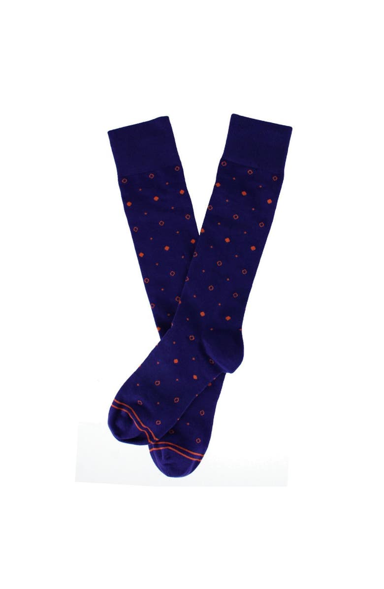 Dead Soxy Men's Distinctive Dot Mid-Calf Premium Novelty Dress Socks, Alternate, color, Purple