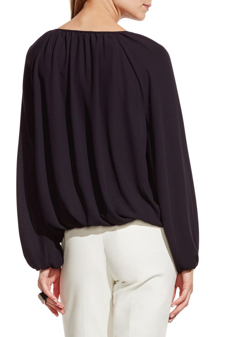 Shirred Neck Peasant Blouse, Alternate, color, RICH BLACK