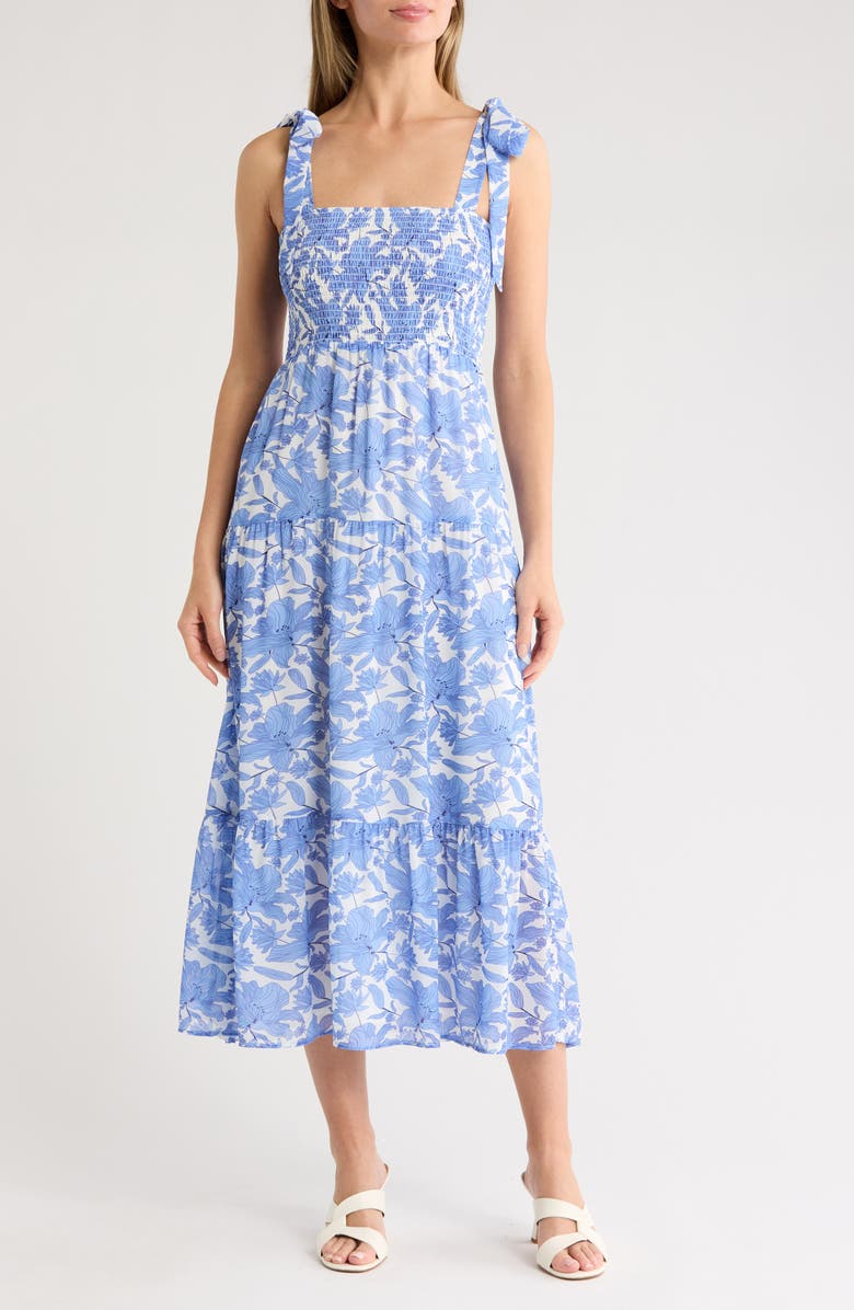 Sam Edelman Shoulder Tie Floral Maxi Dress, Main, color, 