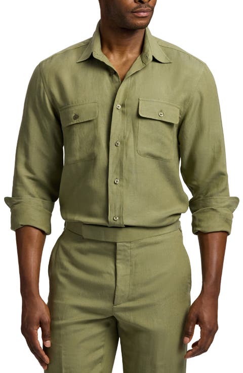 Silk 
Linen Button-Up Shirt