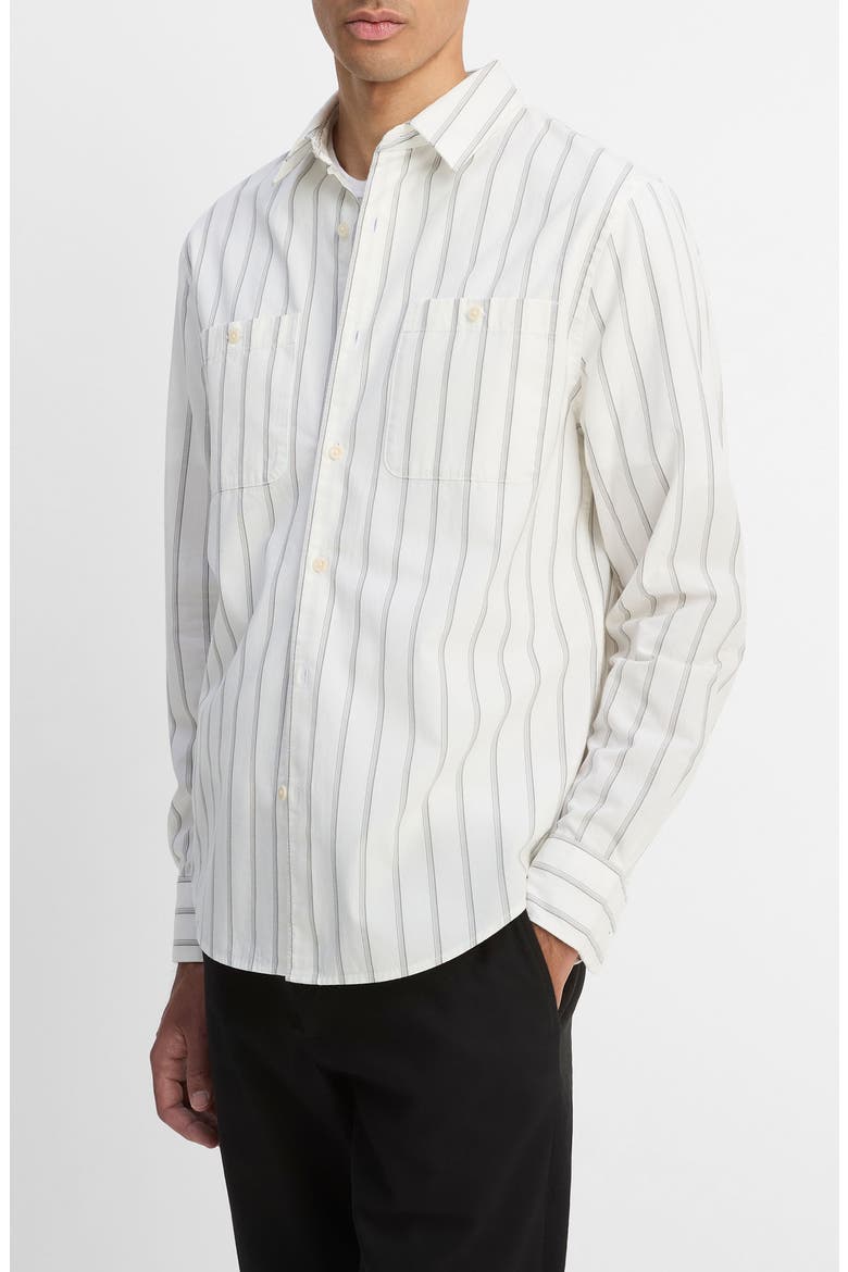 Port Stripe Button-Up Shirt, Alternate, color, OFF WHITE/ SMOKE
