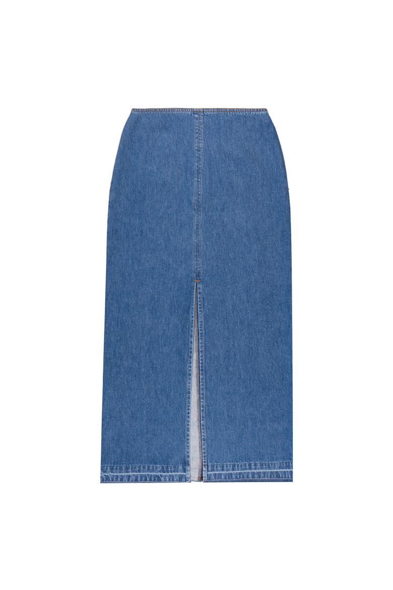 Denim Split Front Maxi Skirt, Alternate, color, Blue