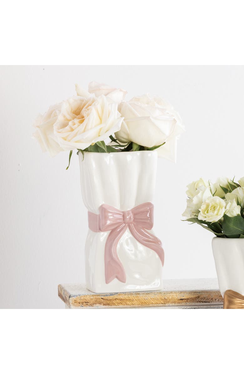 Transpac Dolomite Ribbon Pink Vase for Floral Display and Home Decor, Alternate, color, Multicolored