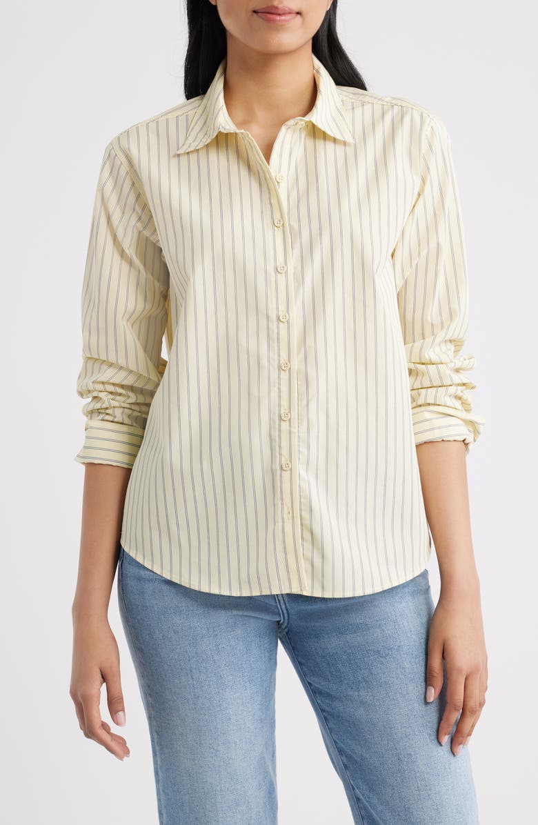 Brooklyn Industries Stripe Button-Up Top, Main, color, Pastel Yellow Stripe
