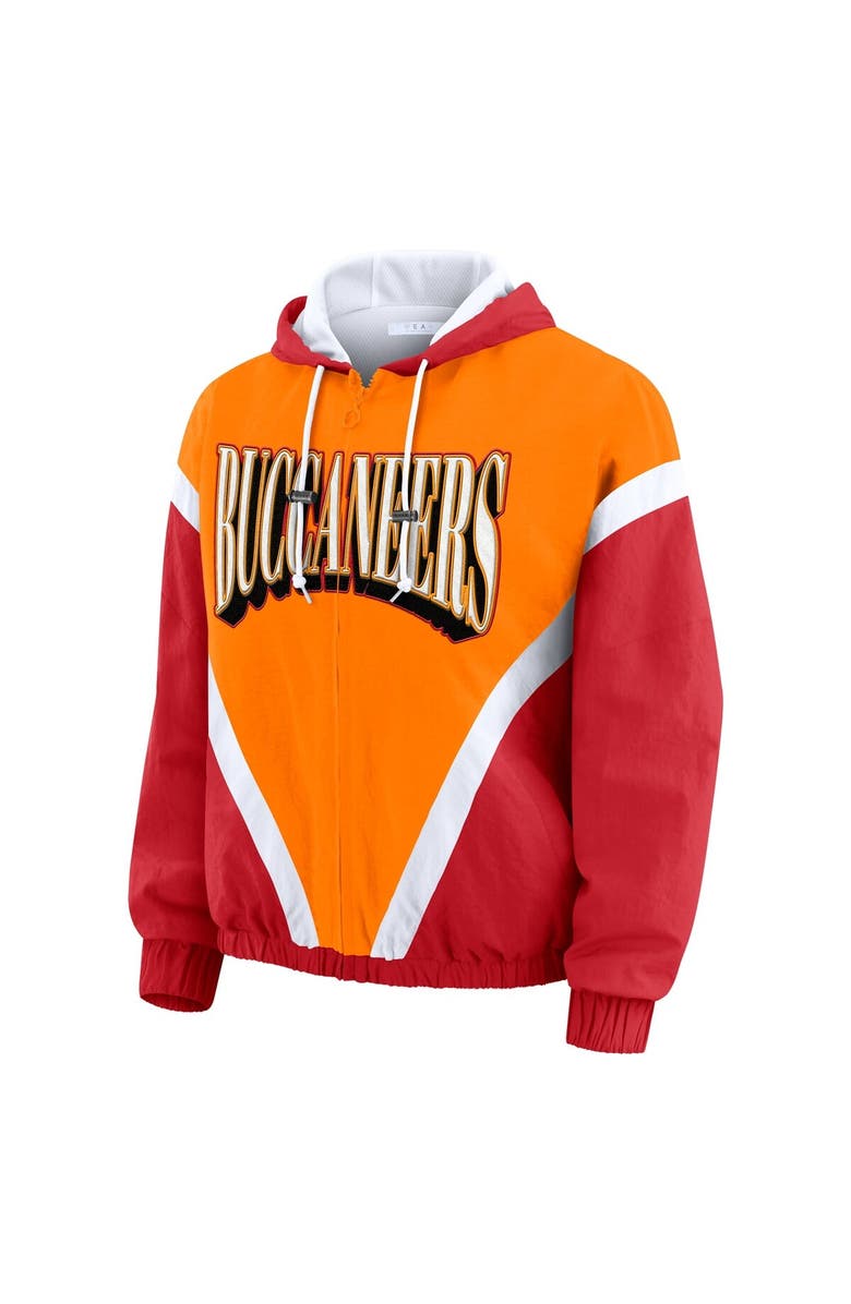 WEAR by Erin Andrews Women's WEAR by Erin Andrews Orange/Red Tampa Bay Buccaneers Retro Crinkle Full-Zip Hoodie Windbreaker, Alternate, color, Orange