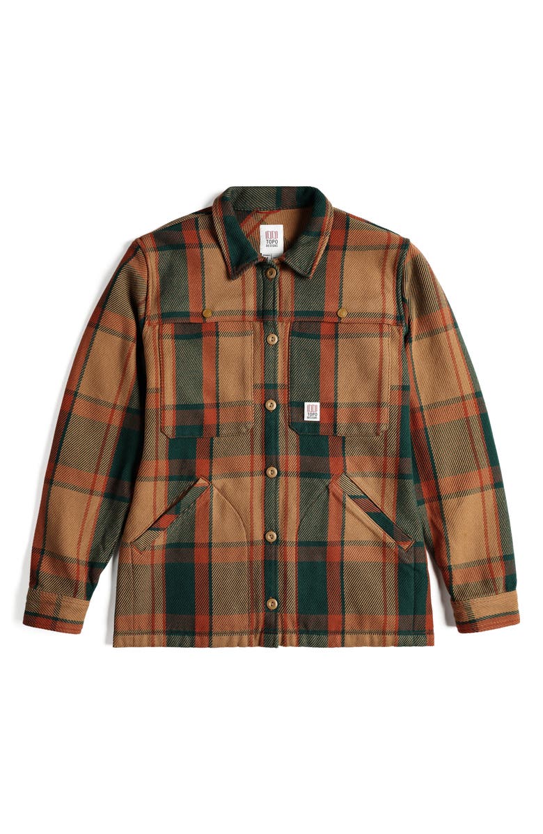 Topo Designs Mountain Oversize Plaid Organic Cotton Shirt Jacket, Alternate, color, Khaki Multi Plaid