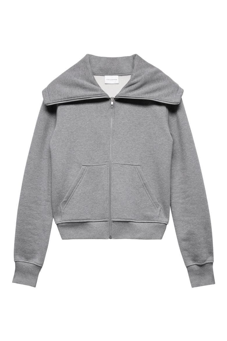 High Neck Zip Sweatshirt, Alternate, color, COTTON ASH