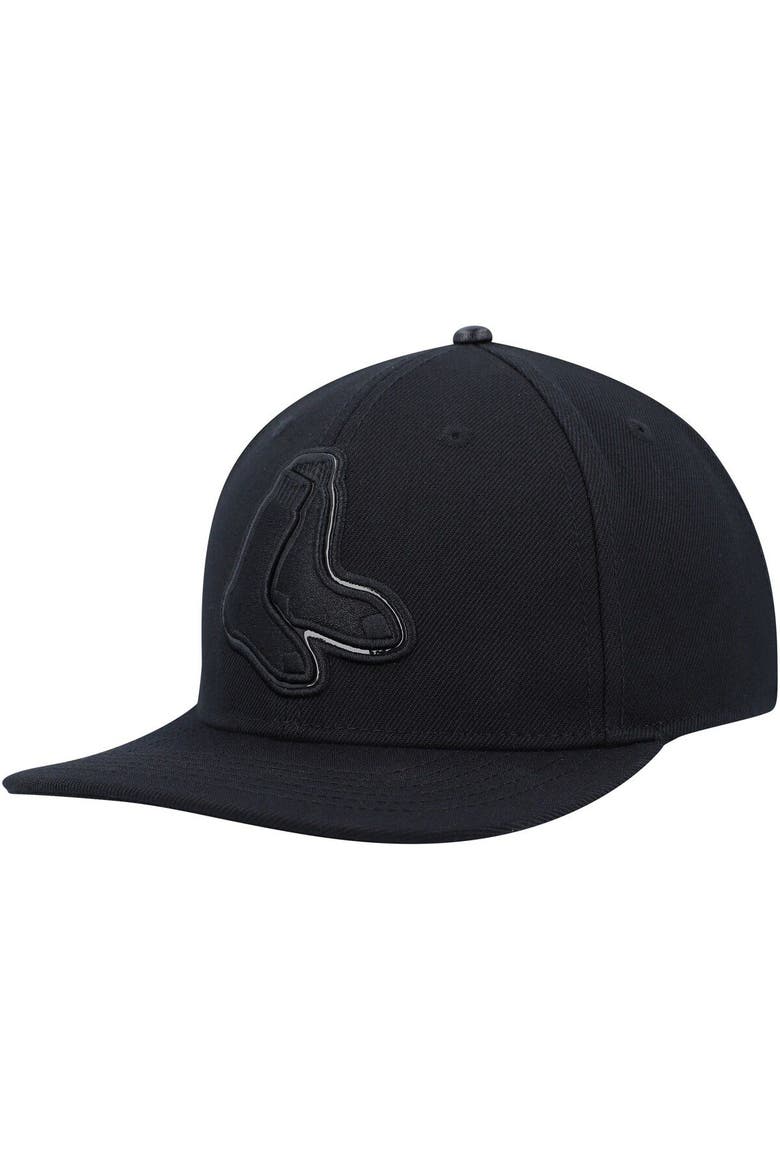 Men's Pro Standard Black Boston Red Sox Triple Black Wool Snapback Hat, Alternate, color, Black