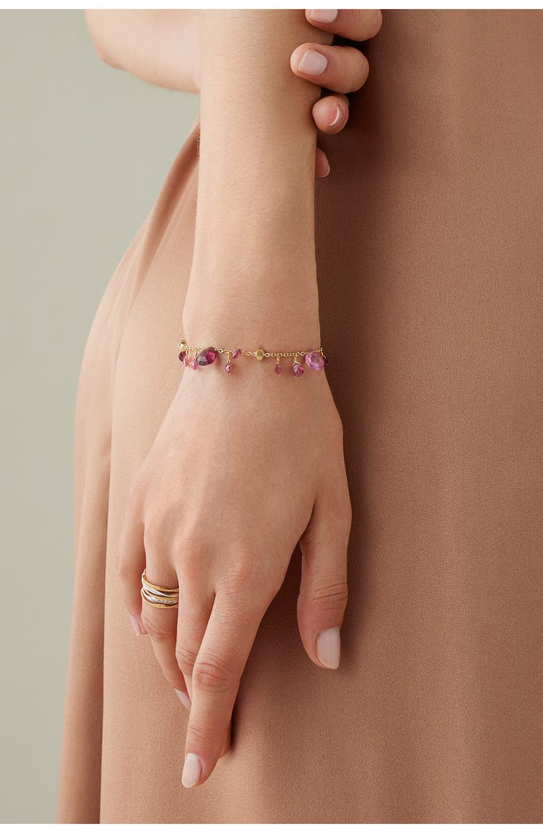 Marco Bicego Paradise Tourmaline Charm Bracelet, Alternate, color, 18K Yellow Gold/Pink
