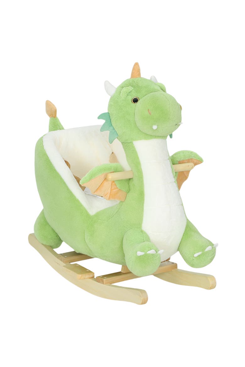 Baby Rocking Horse Ride Dinosaur Kids Ride On Toy with Realistic Sound and Safety Belt Plush Animal Rocker for Kids, Main, color, Green