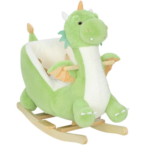 Baby Rocking Horse Ride Dinosaur Kids Ride On Toy with Realistic Sound and Safety Belt Plush Animal Rocker for Kids