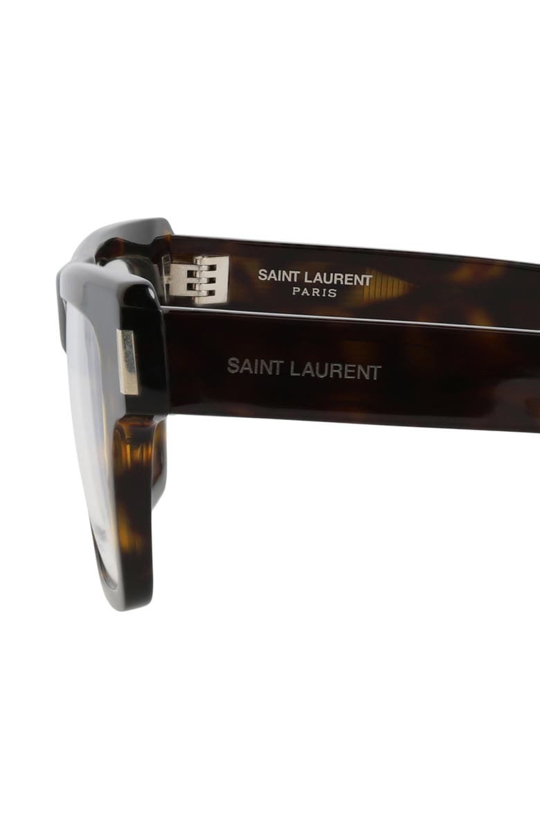 Saint Laurent 51mm Square Optical Frames, Alternate, color, Havana Havana Transparent